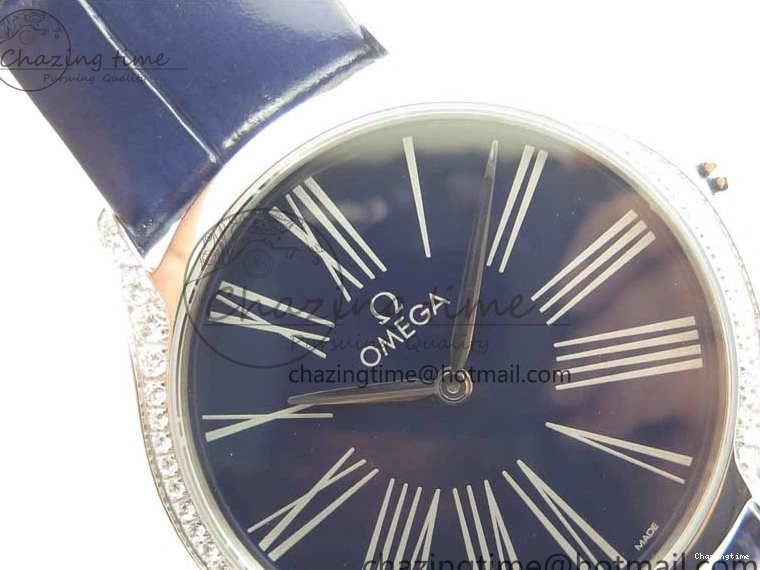 0422 Ladies’ De Ville Trésor Diamond Blue Dial Blue Fabric Watch OXF 1:1 Best Edition Swiss Quartz Upgraded 7892